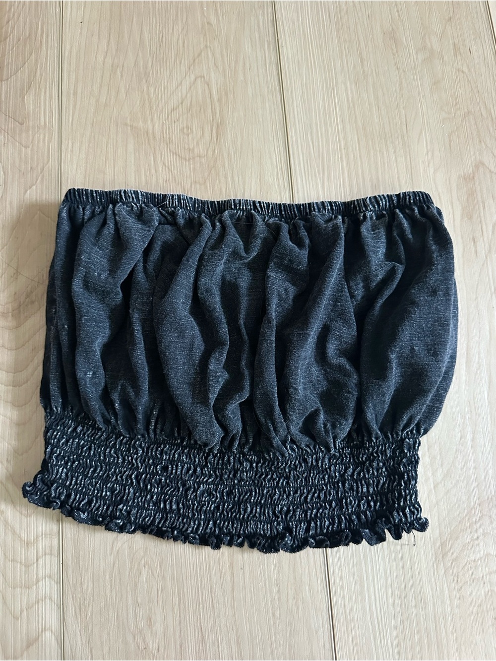 Urban Outfitters Black Smocked Strapless Crop Top